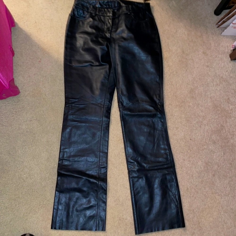 Express leather flare pants
